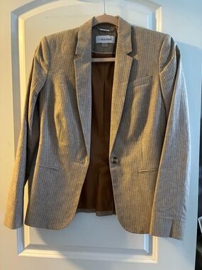 Calvin Klein Women's Light Tan Pinstripe Blazer